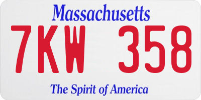 MA license plate 7KW358