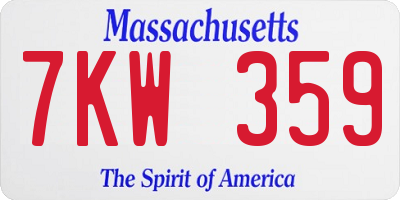 MA license plate 7KW359