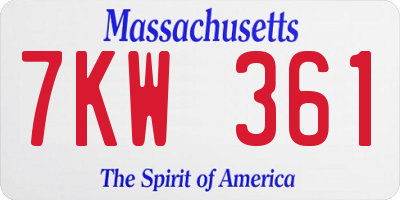 MA license plate 7KW361