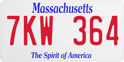 MA license plate 7KW364