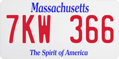 MA license plate 7KW366