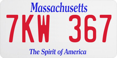 MA license plate 7KW367