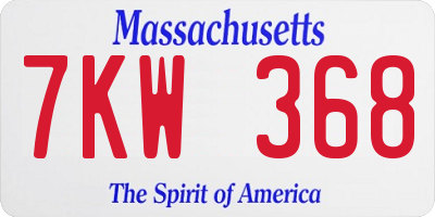 MA license plate 7KW368