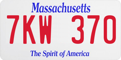 MA license plate 7KW370