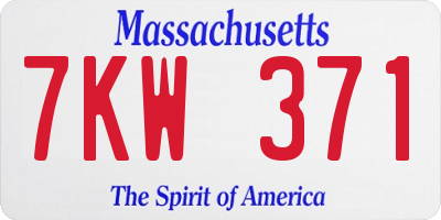 MA license plate 7KW371