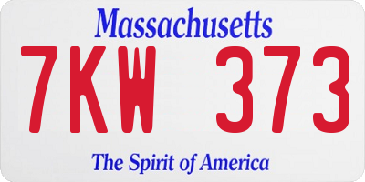 MA license plate 7KW373