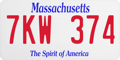 MA license plate 7KW374