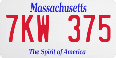 MA license plate 7KW375