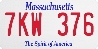 MA license plate 7KW376