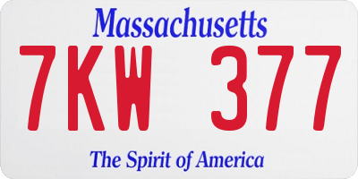 MA license plate 7KW377