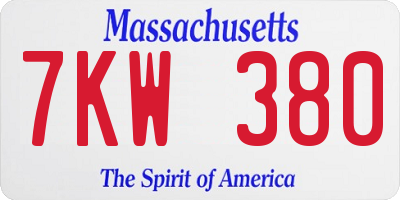 MA license plate 7KW380