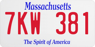 MA license plate 7KW381