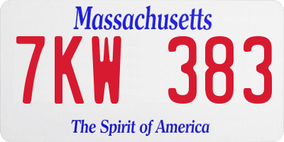 MA license plate 7KW383