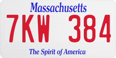 MA license plate 7KW384