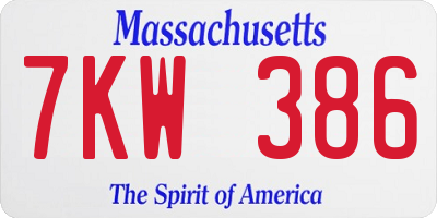 MA license plate 7KW386