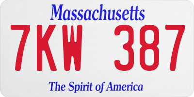 MA license plate 7KW387