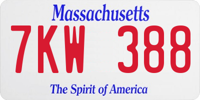 MA license plate 7KW388