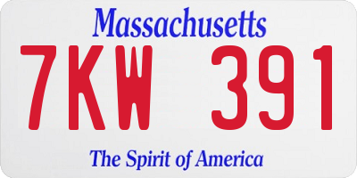 MA license plate 7KW391