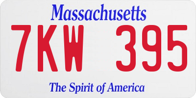 MA license plate 7KW395