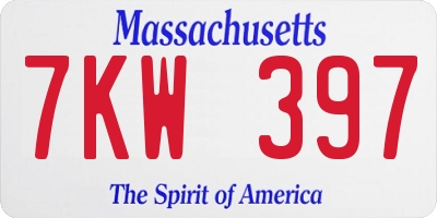 MA license plate 7KW397