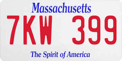 MA license plate 7KW399