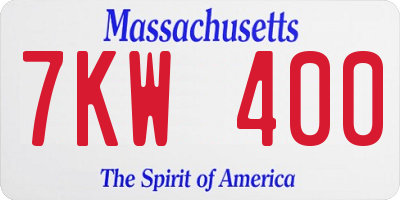 MA license plate 7KW400