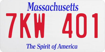 MA license plate 7KW401