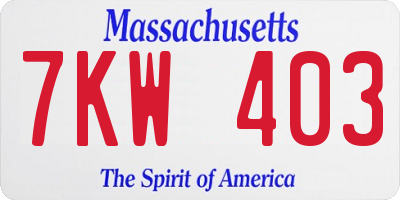 MA license plate 7KW403