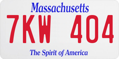 MA license plate 7KW404