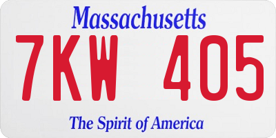 MA license plate 7KW405