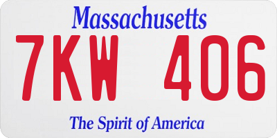 MA license plate 7KW406