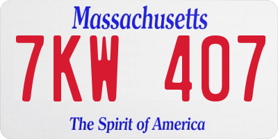 MA license plate 7KW407