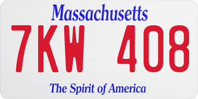 MA license plate 7KW408