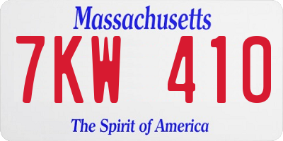 MA license plate 7KW410