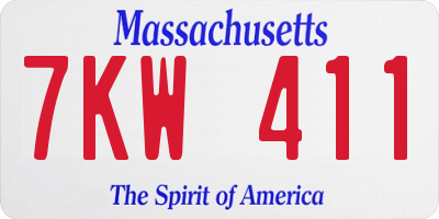 MA license plate 7KW411