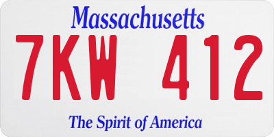 MA license plate 7KW412