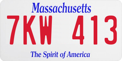 MA license plate 7KW413