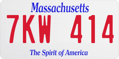 MA license plate 7KW414