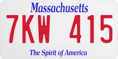 MA license plate 7KW415