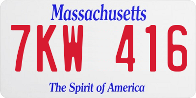 MA license plate 7KW416