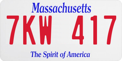 MA license plate 7KW417
