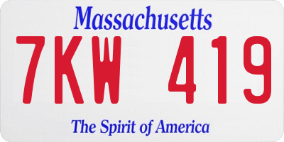 MA license plate 7KW419