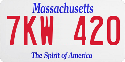 MA license plate 7KW420