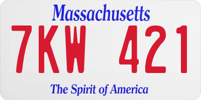 MA license plate 7KW421