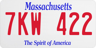 MA license plate 7KW422