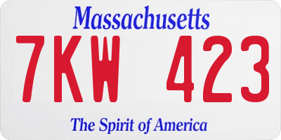 MA license plate 7KW423