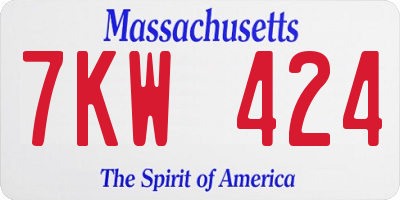 MA license plate 7KW424