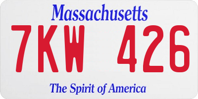 MA license plate 7KW426