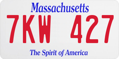 MA license plate 7KW427