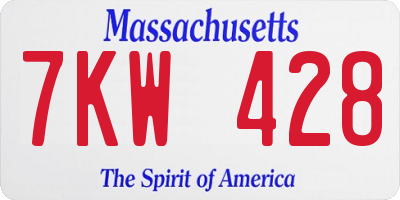 MA license plate 7KW428